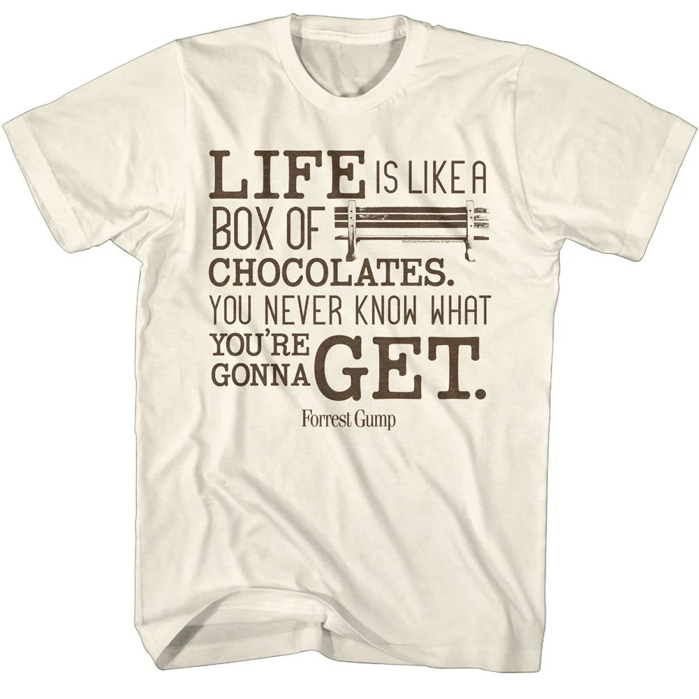 Forrest Gump Like a Box of Chocolates Solid Natural Adult T-Shirt