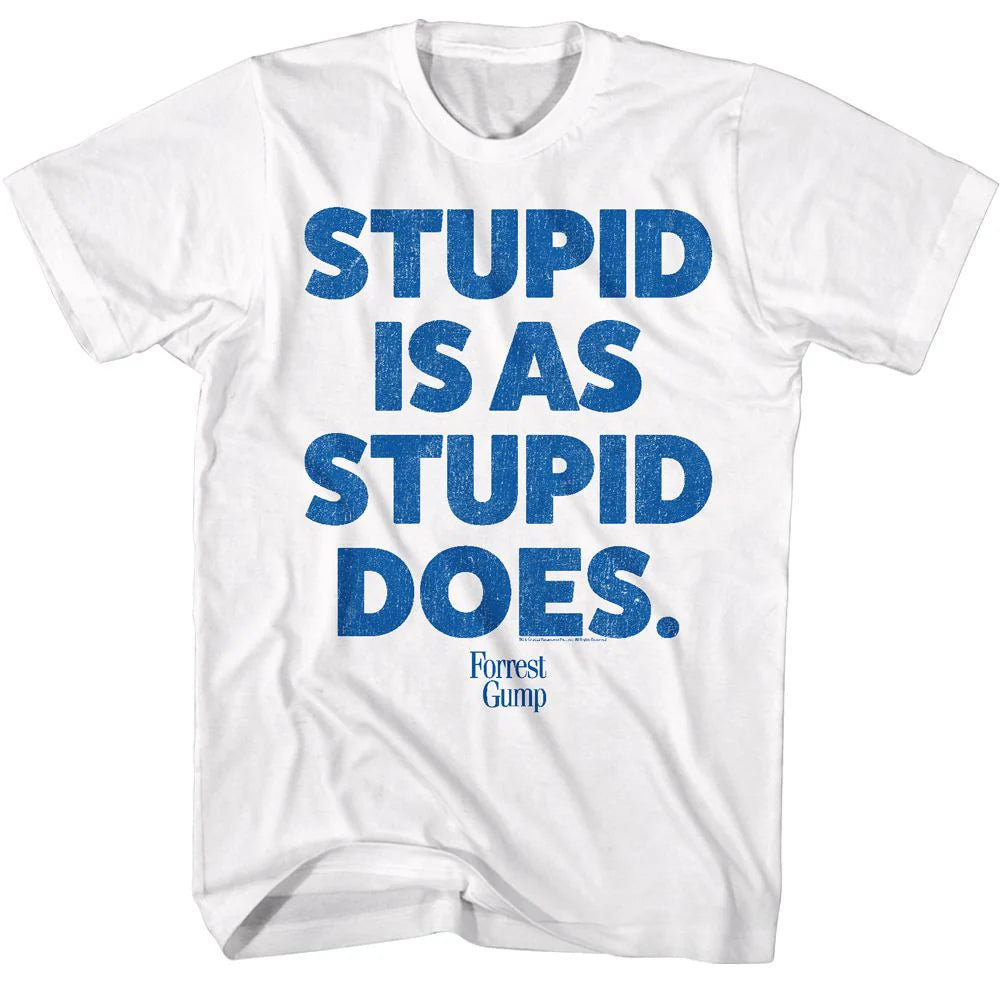 Forrest Gump-Stupid is White Adult T-Shirt