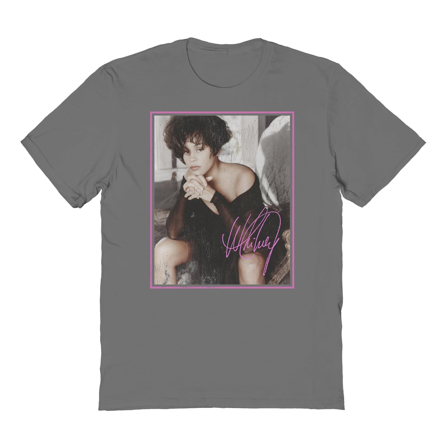 Goodie Two Sleeves Whitney Houston Vintage Gaze Charcoal T-Shirt